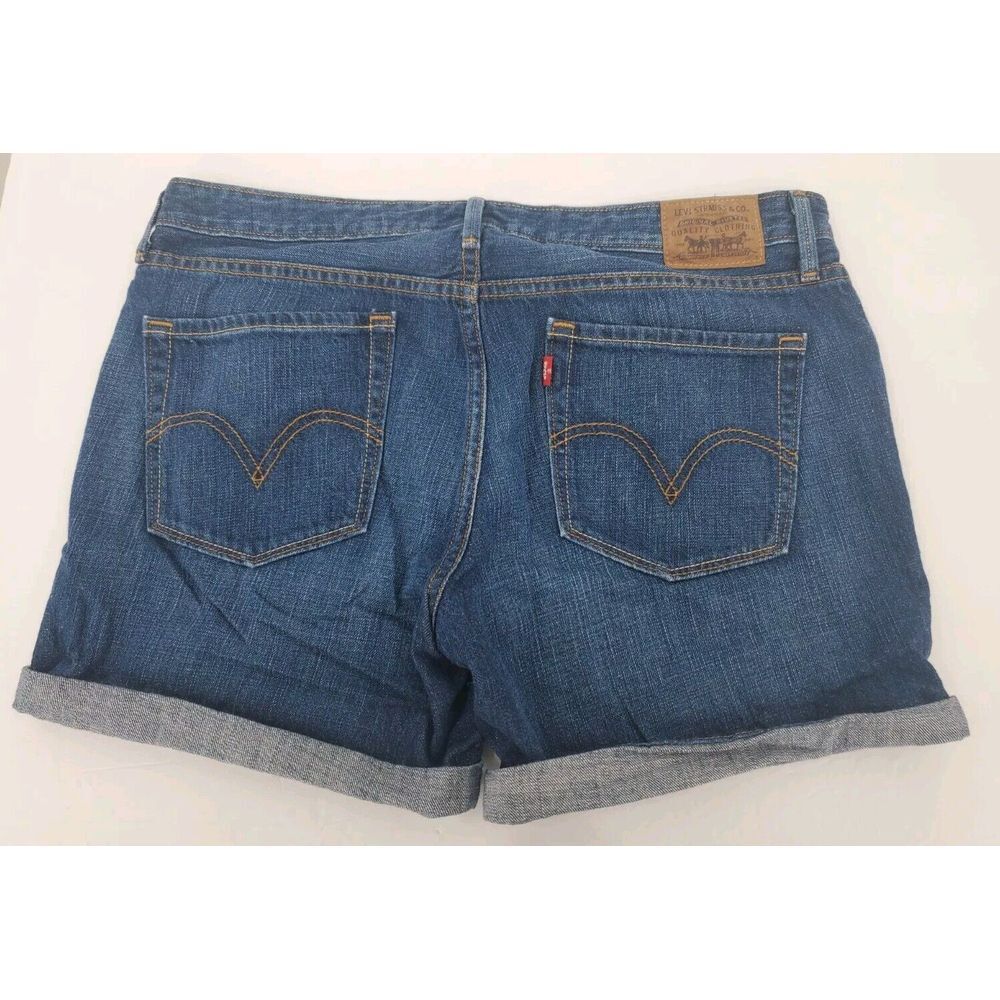 Levis Jeans Shorts Cuffed Bermuda Stretch Blue Denim Casual Women's Size 8